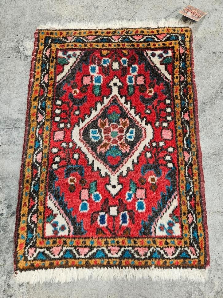 Handgeknoopt Perzisch wol Mini Hamadan tapijt 42x59cm, Huis en Inrichting, Stoffering | Tapijten en Kleden, Zo goed als nieuw