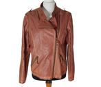 Prachtige bruine MISS ETAM PU leren biker jas in maat XL., Kleding | Dames, Bruin, Verzenden, Maat 46/48 (XL) of groter, Zo goed als nieuw