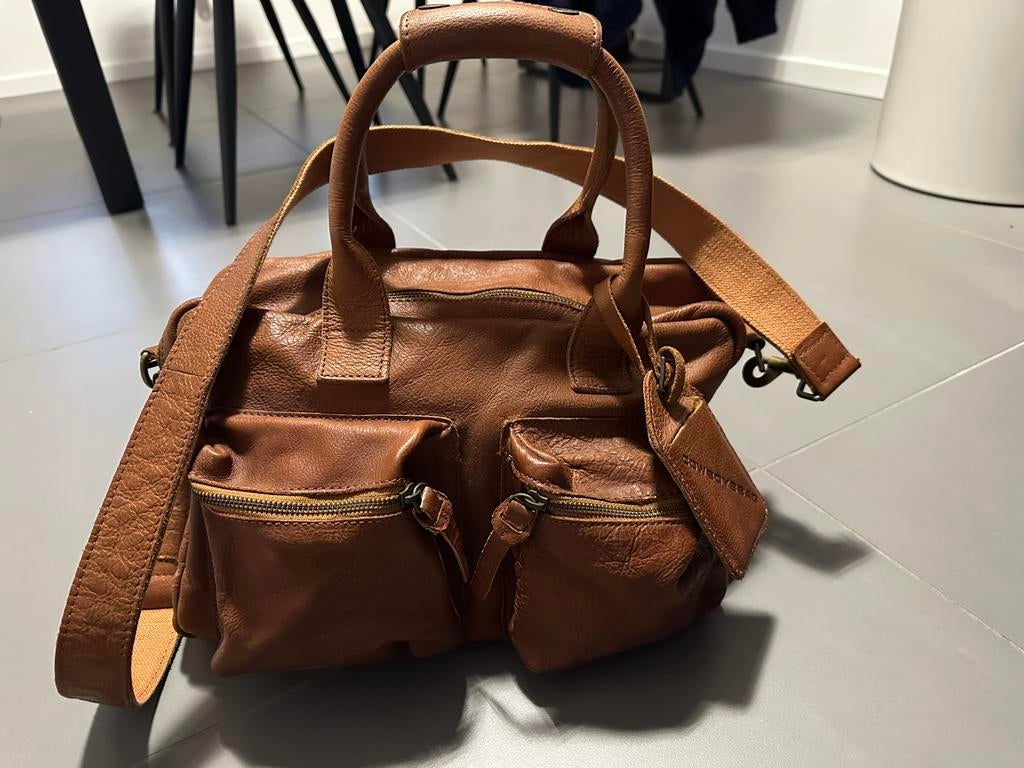 Z.G.A.N. Grote Cowboysbag dames leer bruin, 40 tot 60 cm, 20 tot 30 cm, Bruin, Minder dan 35 cm