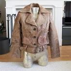 Prachtige Exclusieve Leren Jas (S) € 70,-, Bruin, Ophalen of Verzenden, Zo goed als nieuw, Vintage