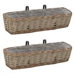 2 st Bloembak balkon plantenbak 60 cm bruin GRATIS BEZORGD!, Tuin en Terras, Bloembakken en Plantenbakken, Kunststof, Minder dan 30 cm