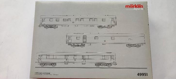 Märklin 49951 3 hulpwagens bij kraanwagen "Goliath" digitaal, Hobby en Vrije tijd, Modeltreinen | H0, Nieuw, Treinset, Wisselstroom