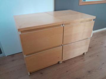 Twee malm ladekasten met 2 lades - IKEA - afbeelding 1