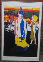 Gijs Assman (1966) Zeefdruk , hangende mensen 1990 10/60, Antiek en Kunst, Ophalen of Verzenden