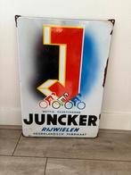Emaille bord Juncker Rijwielen - Langcat reclamebord, Verzamelen, Ophalen of Verzenden