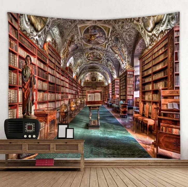 Bibliotheek Wandkleed 3D Wand Kleed Boeken Muurkleed, Huis en Inrichting, Stoffering | Tapijten en Kleden, Nieuw, Rechthoekig