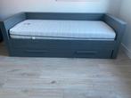 Woood bed Dennis grijs incl. Bedlade, lattenbodem, matras, 85 tot 100 cm, Ophalen of Verzenden, Zo goed als nieuw, Matras