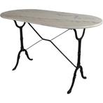 Ovaal marmeren terrastafel met gietijzer onderstel 120 x 60, Overige materialen, 100 tot 150 cm, Nieuw, Ovaal