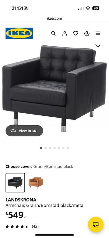 Ikea Landskrona Fauteuil Leren - afbeelding 6