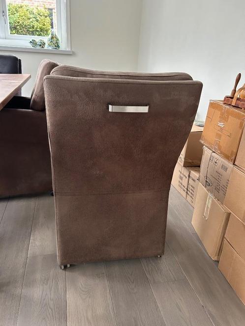 Eet kamer stoelen, Huis en Inrichting, Stoelen, Gebruikt, Vier, Stof, Overige materialen, Bruin, Ophalen