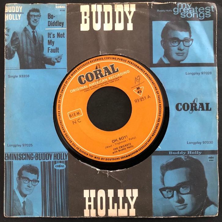 Buddy Holly With The Crickets - Oh, Boy! / Peggy Sue, Cd's en Dvd's, Vinyl Singles, Gebruikt, Single, Rock en Metal, 7 inch, Ophalen of Verzenden