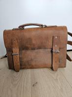 Schoudertas Boekentas Schooltas van dik buffelleer, Overige merken, Gebruikt, Bruin, Ophalen of Verzenden