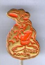 Broer Konijn oranje op koper strip speldjes ( R_074 ), Verzenden, Zo goed als nieuw, Figuurtje, Speldje of Pin