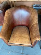 Schapenleren kuipstoelen beschadigd, Huis en Inrichting, Fauteuils, Ophalen, Gebruikt, 125 tot 150 cm, Leer
