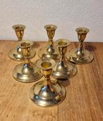 6 nieuw goudkleurige metalen kandelaars., Huis en Inrichting, Woonaccessoires | Kandelaars en Kaarsen, Ophalen of Verzenden, Nieuw