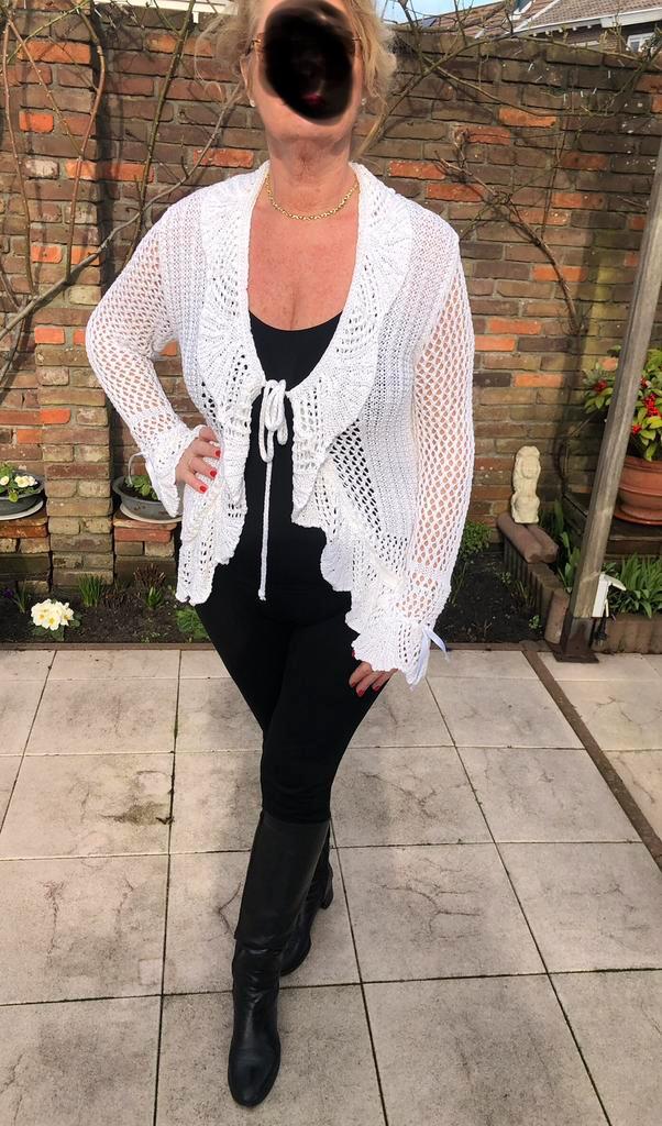 Elegant gehaakt vestje jasje midi lady  L /XL42/44 like New, Kleding | Dames, Truien en Vesten, Zo goed als nieuw, Maat 42/44 (L)