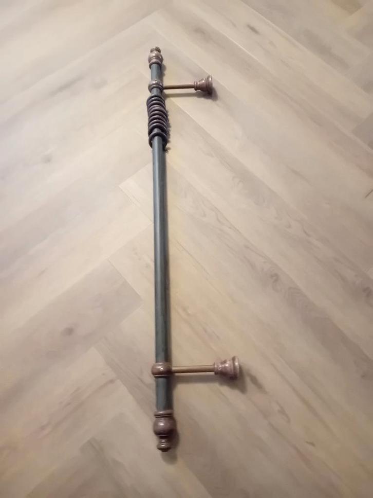 Houten gordijn roedes met knop en ringen, Huis en Inrichting, Stoffering | Gordijnen en Lamellen, Gebruikt, Minder dan 100 cm