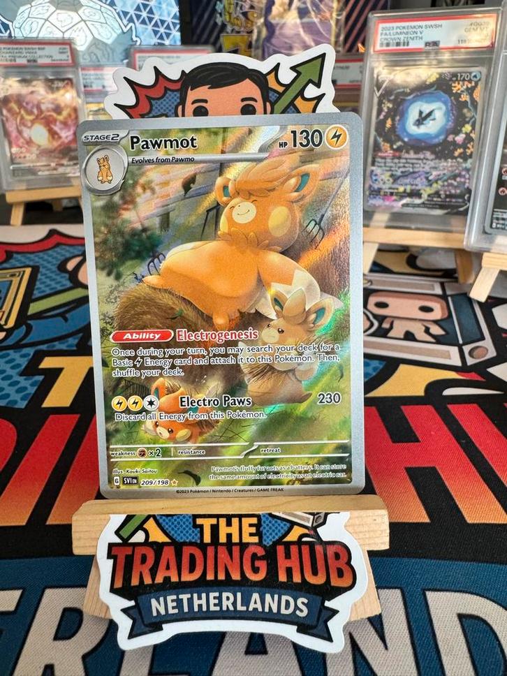 Pawmot Holo 209/198 - Scarlet & Violet, Hobby en Vrije tijd, Verzamelkaartspellen | Pokémon, Zo goed als nieuw, Losse kaart, Foil