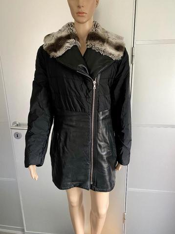 i586 Echt-leren jas maat L=42/44 winterjas parka zwart leer beschikbaar voor biedingen