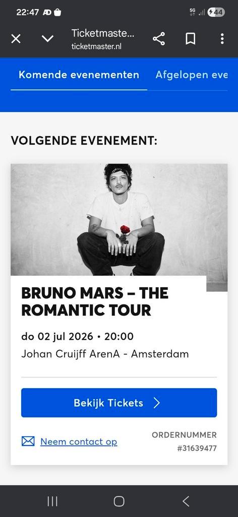 2 tickets Bruno mars (zitplaatsen), Tickets en Kaartjes, Concerten | Pop, Twee personen, Juli
