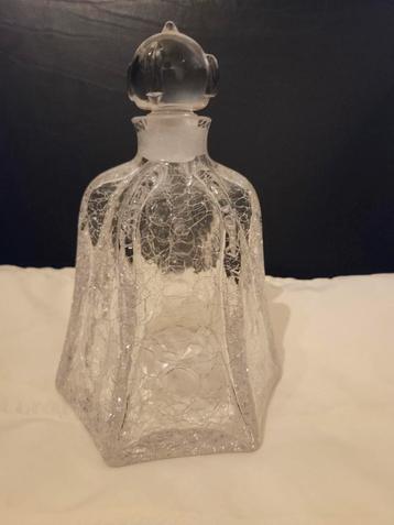 Antieke Art Deco Craquelé Kristal Karaf met Stop beschikbaar voor biedingen