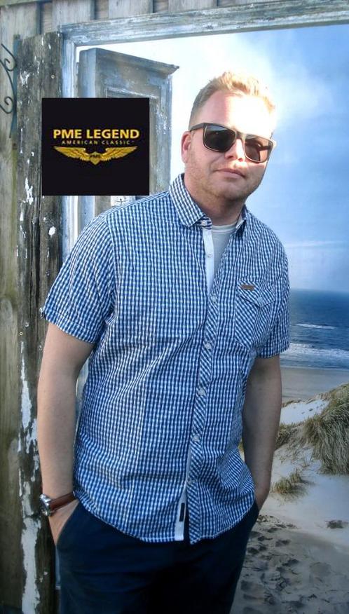 PME LEGEND🧐 korte mouw geruite shirt mtL, Kleding | Heren, Overhemden, Zo goed als nieuw, Halswijdte 41/42 (L), Blauw, Verzenden