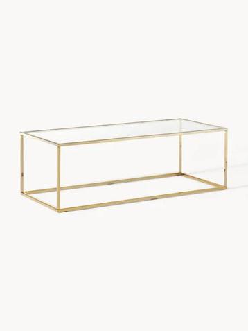 Westwing, salontafel Maya goud met glazen tafelblad beschikbaar voor biedingen