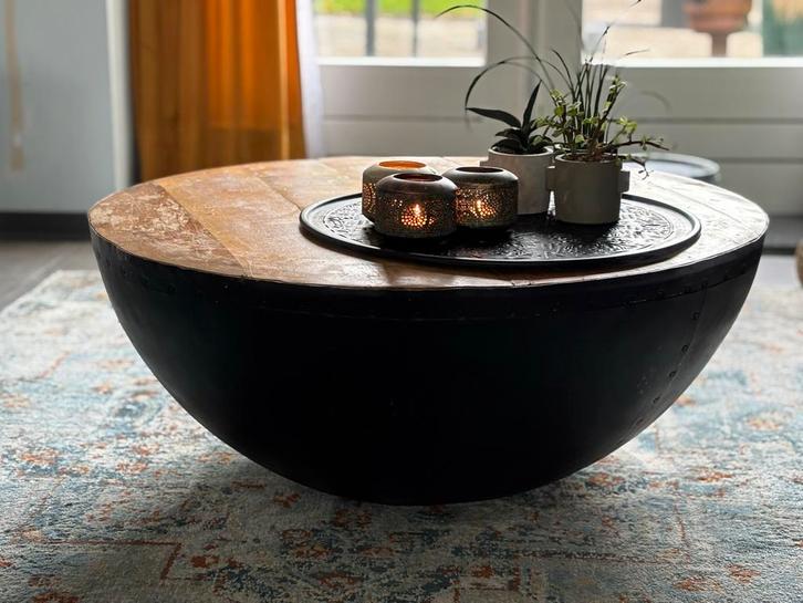 Ronde Industriele Salontafel, Huis en Inrichting, Tafels | Salontafels, Zo goed als nieuw, Minder dan 50 cm, 50 tot 100 cm, Rond