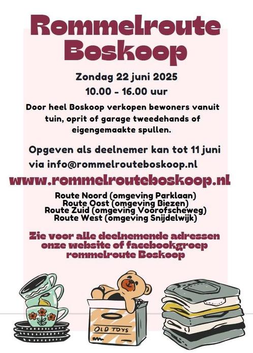 Rommelroute Boskoop 22 juni 2025, Diversen, Rommelmarktspullen, Gebruikt, Ophalen of Verzenden
