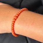 Bloedkoraal armband antiek fraai 14k gouden slot emaille, Sieraden, Tassen en Uiterlijk, Antieke sieraden, Ophalen of Verzenden