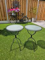 2 leuke bijzettafeltjes binnen of buiten, Tuin en Terras, Tuintafels, Ophalen, Gebruikt, Rond, Metaal