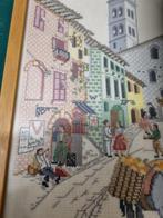geborduurd schilderij stadsaanzicht, Huis en Inrichting, Woonaccessoires | Schilderijen, Tekeningen en Foto's, Ophalen of Verzenden