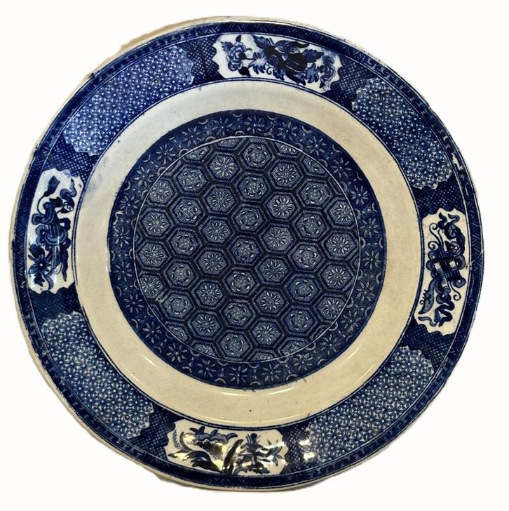 Petrus regout bord Sexagon en javaanse tekst? Ao1836 BLAUW, Antiek en Kunst, Antiek | Keramiek en Aardewerk, Ophalen