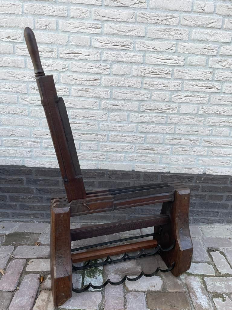 Smeedijzeren wijnrek van vlassnijder | eikenhout | 1850-1900, Ophalen