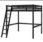 Zwarte Hoogslaper met Ladder 140x200, Ophalen, Hoogslaper, 160 tot 180 cm, Tweepersoons