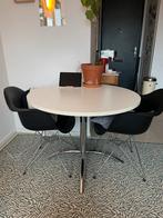 Wit ronde eettafel rvs onderstel, Huis en Inrichting, Tafels | Eettafels, Ophalen, Gebruikt, Rond, Modern