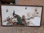Exotische reliëf voorstelling met vogels van natuursteen., Ophalen, Zo goed als nieuw, Schilderij, 75 cm of meer