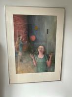 An Bergman - Kaatsende Meisjes - Gouache, Antiek en Kunst, Kunst | Schilderijen | Klassiek, Ophalen of Verzenden