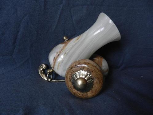 Miniatuur kanon van onyx en verguld koper Italië ca. 1970 2, Antiek en Kunst, Antiek | Woonaccessoires, Ophalen of Verzenden