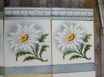 25 stuks Art nouveau wandtegels met Margriet, grijsblauw, Ophalen