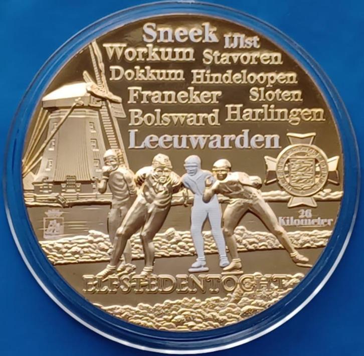 Penning Friese Elfstedentocht IJlst - Nationaal Erfgoed, Postzegels en Munten, Penningen en Medailles, Overige materialen, Nederland
