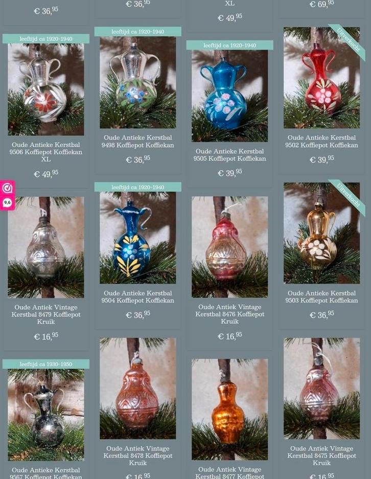 Oude antiek vintage kerstballen koffiepot theepot karaf, Diversen, Kerst, Zo goed als nieuw, Ophalen of Verzenden