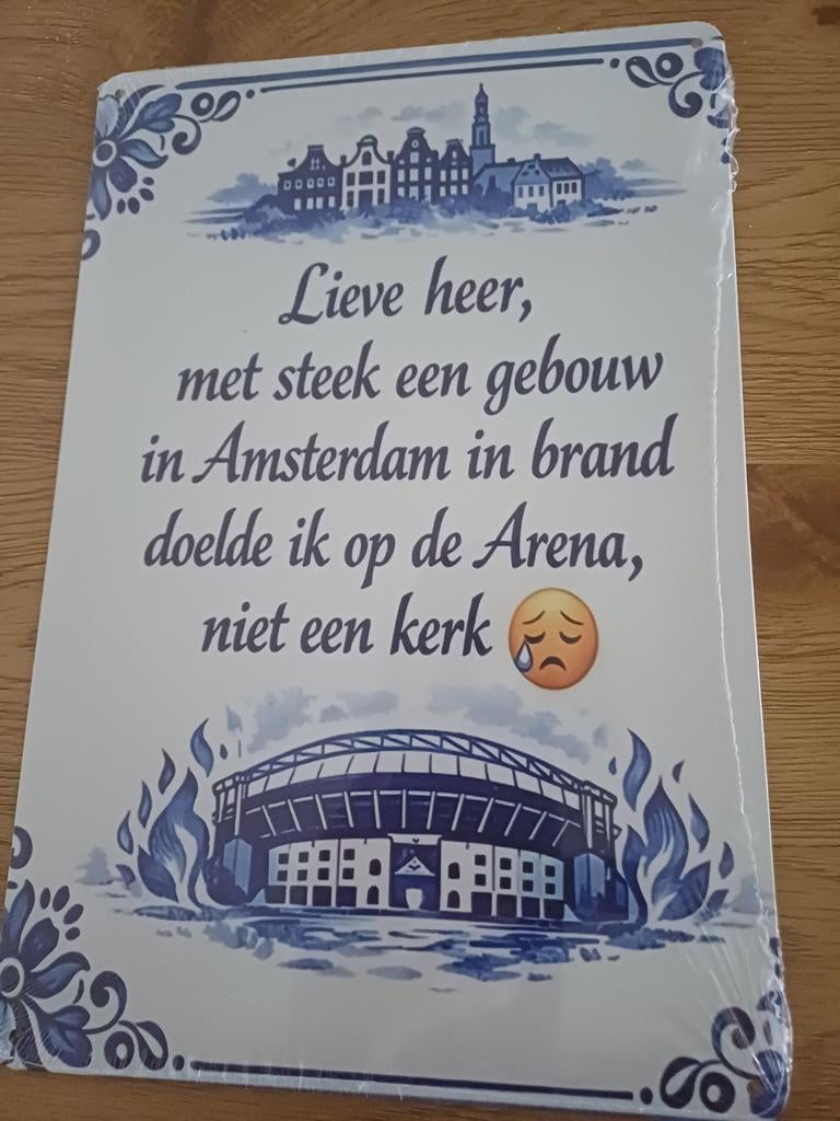 Tekstbordje  Anti Ajax, Ophalen of Verzenden, Nieuw, Ajax