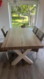 Eettafel met 4x stoelen, Huis en Inrichting, Zo goed als nieuw, Vijf personen of meer, Rechthoekig, 50 tot 100 cm