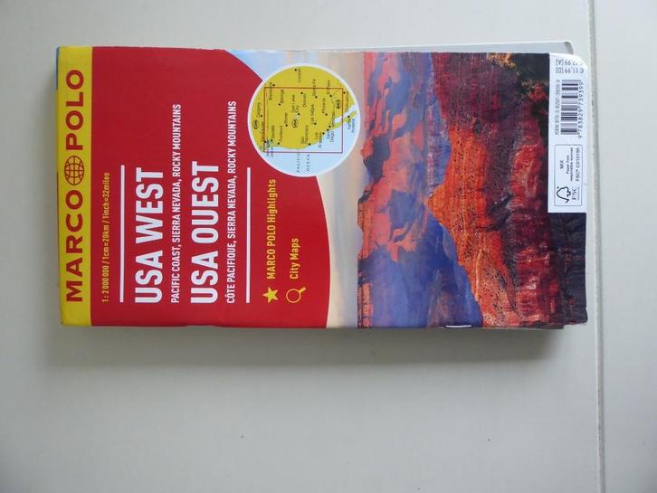 wegenkaart USA West ( Marco Polo ) zie omschrijving., Boeken, Reisgidsen, Zo goed als nieuw, Reisgids of -boek, Midden-Amerika