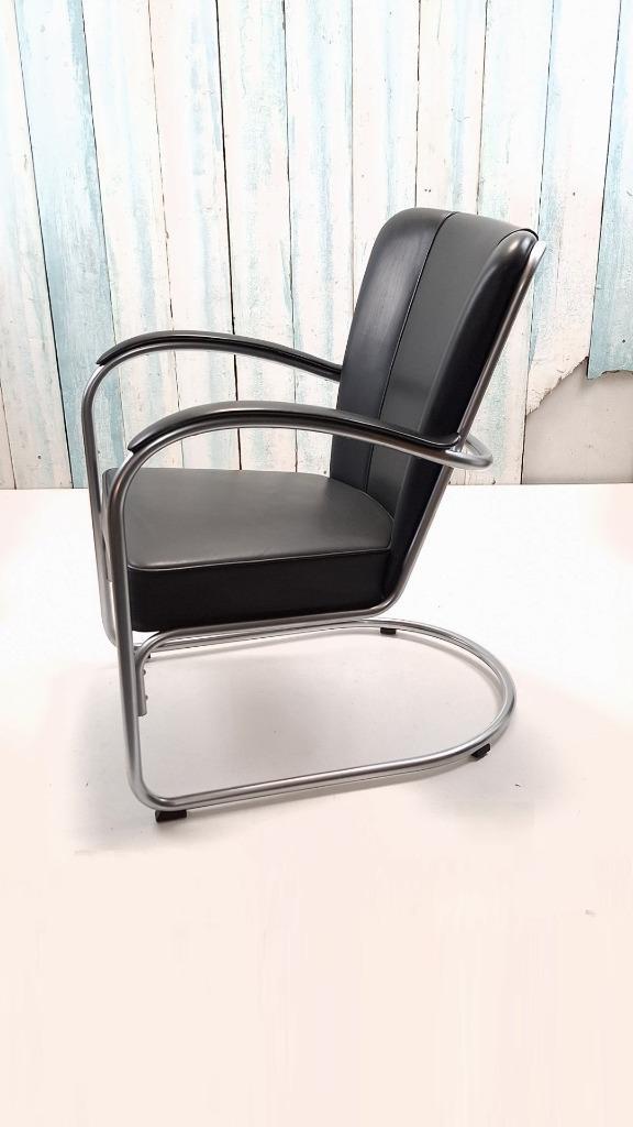 Dutch Originals Gispen 412s, Huis en Inrichting, Fauteuils, Gebruikt, Kunststof, Leer, Metaal, 50 tot 75 cm, Minder dan 75 cm