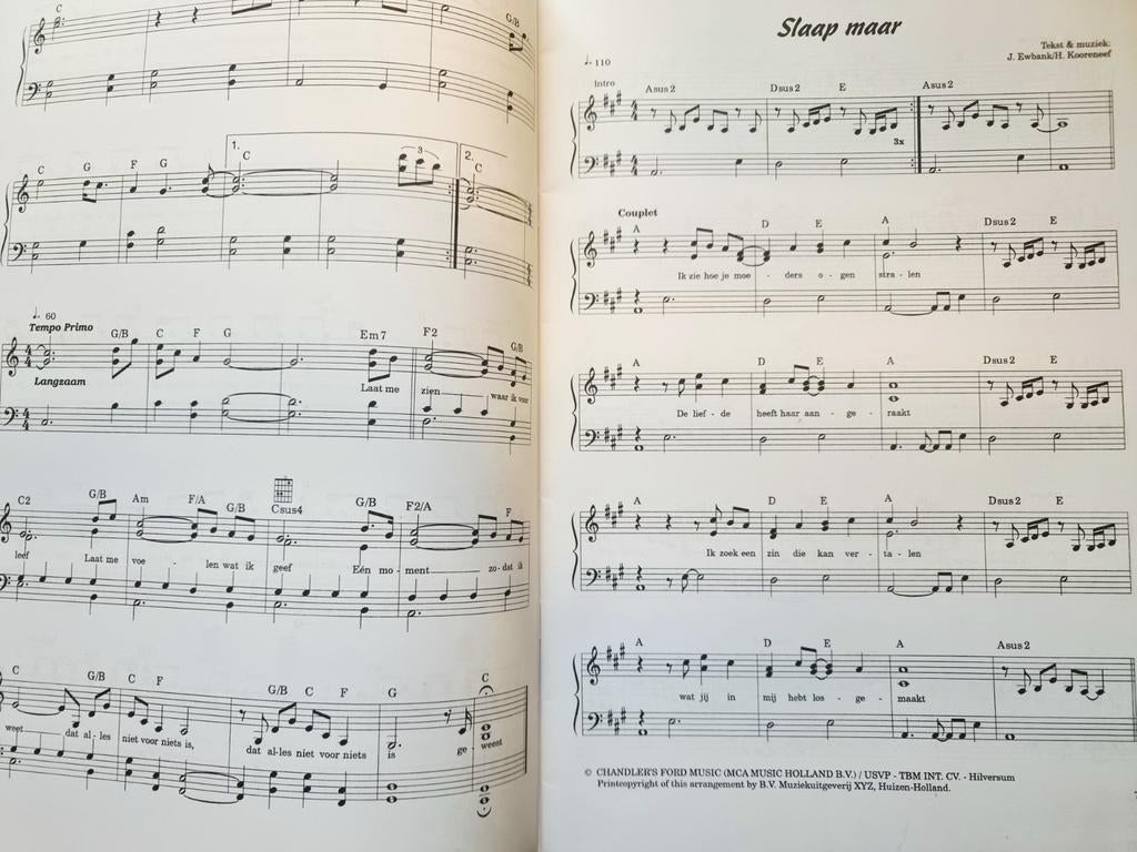 Nederlandstalige PopSongs - De Bestemming, Muziek en Instrumenten, Bladmuziek, Ophalen of Verzenden, Zo goed als nieuw, Thema