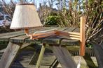 Vintage Houten Schaarwandlamp, Ophalen, Gebruikt, Glas, Vintage jaren 70 / 80