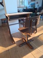 Vintage schoolbankje + stoel voor kleuter, Ophalen, Gebruikt, Overige typen