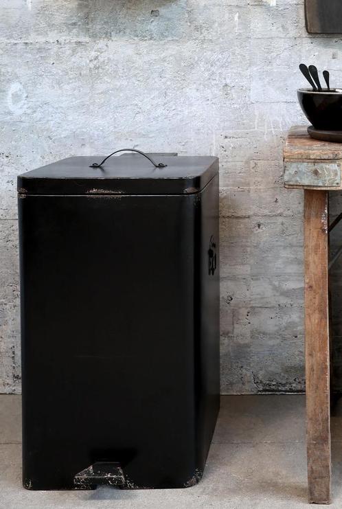 Pedaal Vuilbak / Prullenbak Factory-Black landelijk puur 60L, Huis en Inrichting, Woonaccessoires | Prullenbakken, Nieuw, Metaal